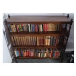 NINETEENTH-CENTURY ROSEWOOD OPEN BOOKSHELF of four tiers, raised on bobbin turned pillars 116 cm.