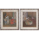 PAIR OF CHINESE QING PERIOD PAINTINGSeach depicting figures in an interior18 x 16 cm. (2)