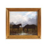 ATTRIBUTED TO RICHARD ANSDELL (ENGLISH, 1815-85)Horses wateringOil on canvasSigned and dated lower-