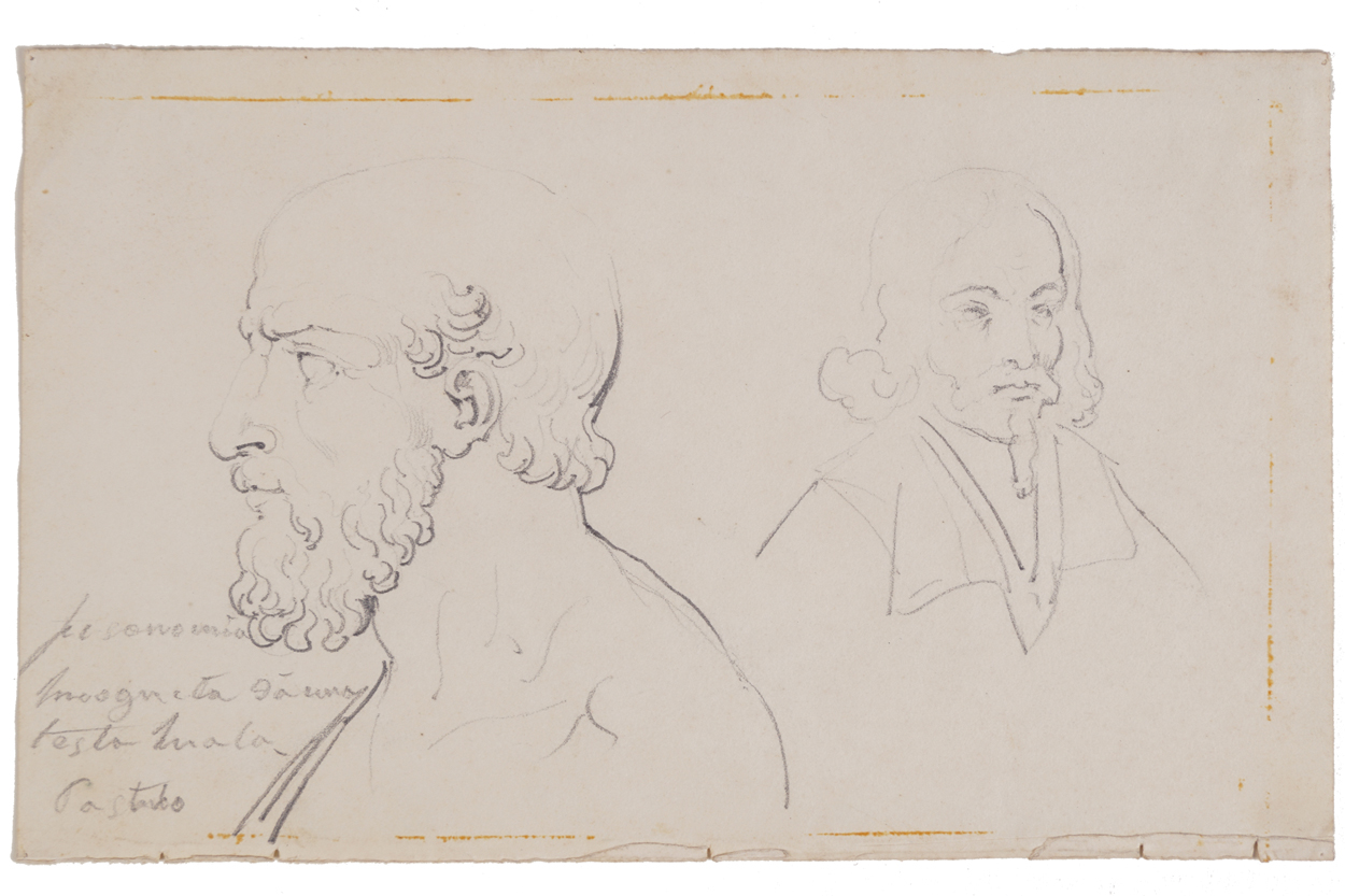 ATTRIBUTED TO BARTOLOMEO PINELLI (ITALIAN, 1781-1835)Study of male headsPencil