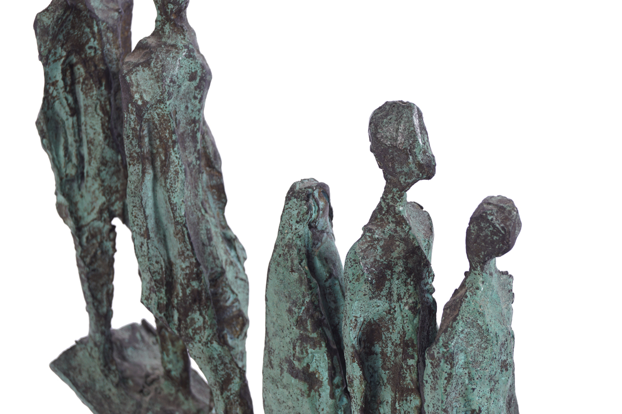 JOHN BEHAN, RHA (IRISH, B. 1938)Figures descending a walkwayBronze17¼ x 19½ inches (44 x 50 cm.) - Image 4 of 5