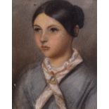 ENGLISH SCHOOL, NINETEENTH-CENTURYPortrait of a young woman wearing a scarf and pendantPastel7.75