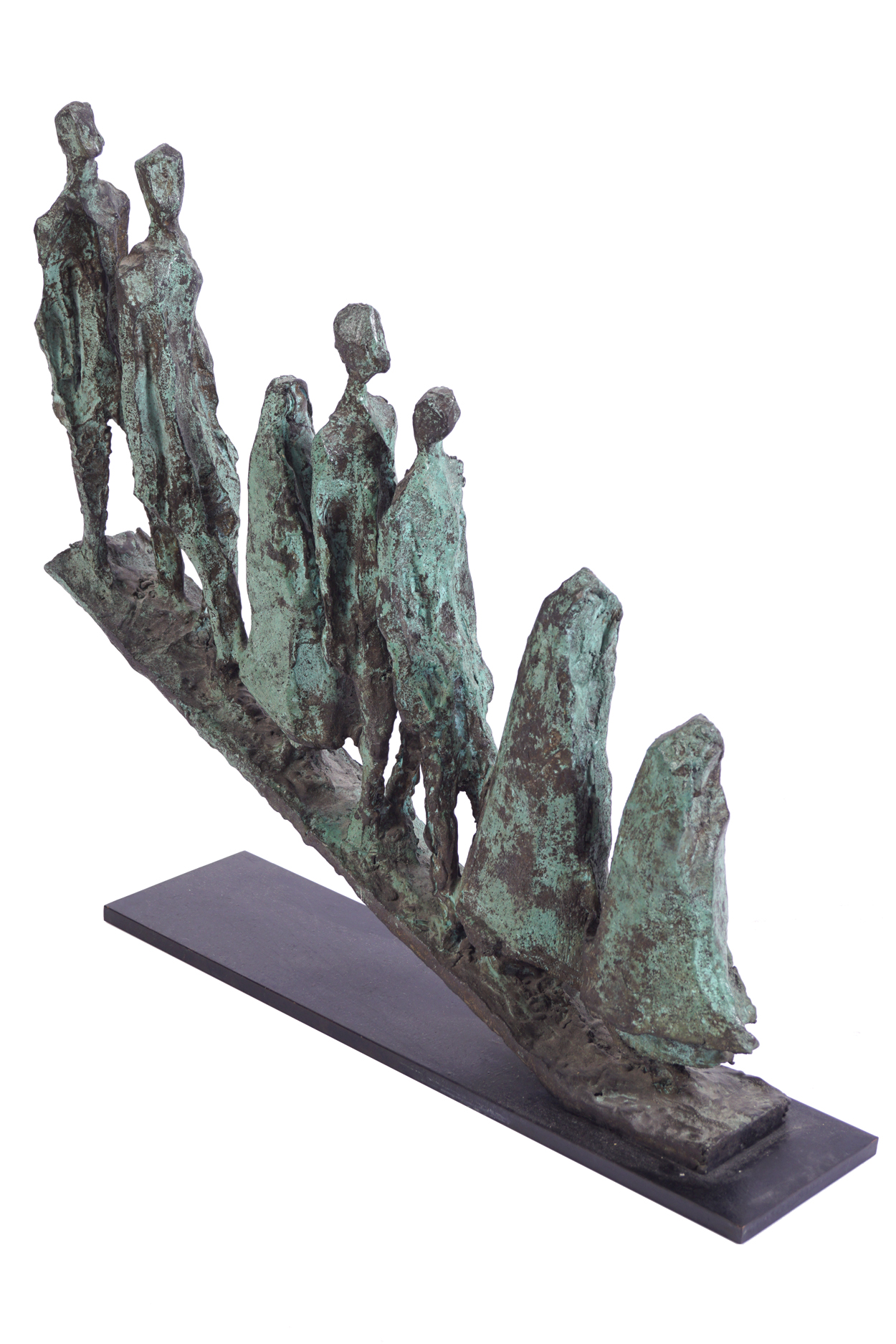 JOHN BEHAN, RHA (IRISH, B. 1938)Figures descending a walkwayBronze17¼ x 19½ inches (44 x 50 cm.)