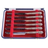 SET OF SIX CASED SILVER TEA KNIVES