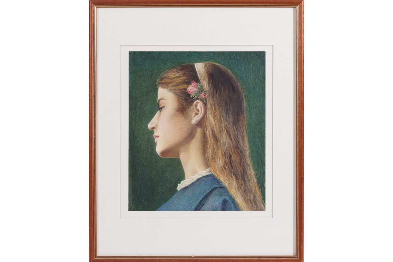 EDWARD CLIFFORD (ENGLISH, 1844-1907)Profile portrait of a young woman with a flower in her - Image 2 of 11