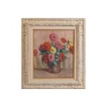 JOSE INNESStill life of flowers Signed oil on canvas Enclosed in a carved wood frame53 x 43 cm.