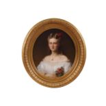 ENGLISH SCHOOL, NINETEENTH-CENTURYPortrait of a ladyOil on canvasSigned69 x 59 cm. (oval)