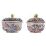 TWO NINETEENTH-CENTURY CAPODIMONTE TUREENSeach of oval serpentine form, below a lid and fruit