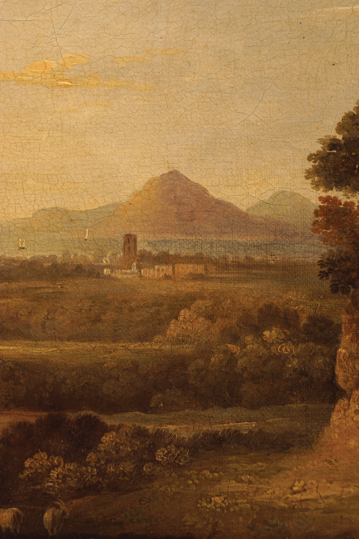 GEORGE BARRET, RA (IRISH, 1730-84)A classical Italianate landscape with figures in the foregroundOil - Image 10 of 11