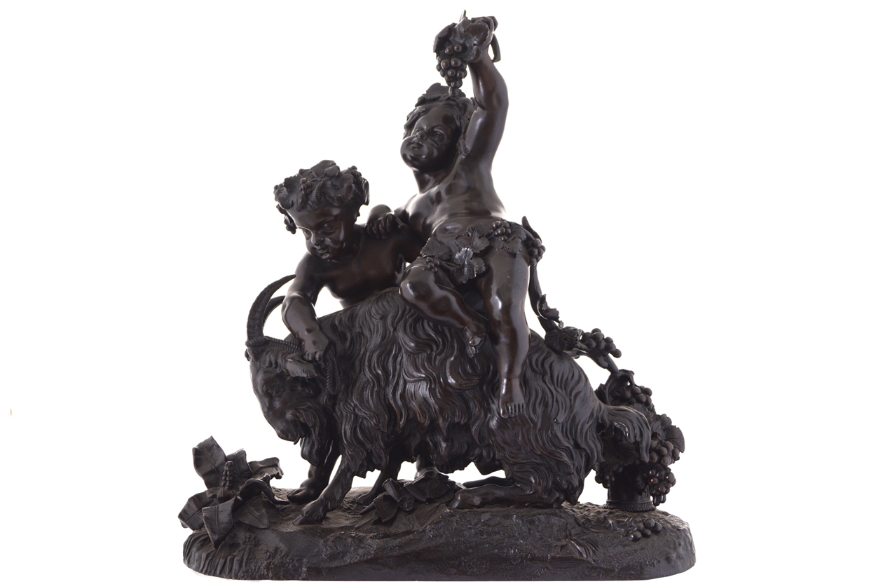 CLAUDE MICHEL CLODION (1738-1814)Cherubs on a goatSigned nineteenth-century bronze42 cm. high; 38