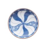 PAIR OF JAPANESE TWENTIETH-CENTURY POLYCHROME BLUE AND WHITE DISHESeach of circular form with a
