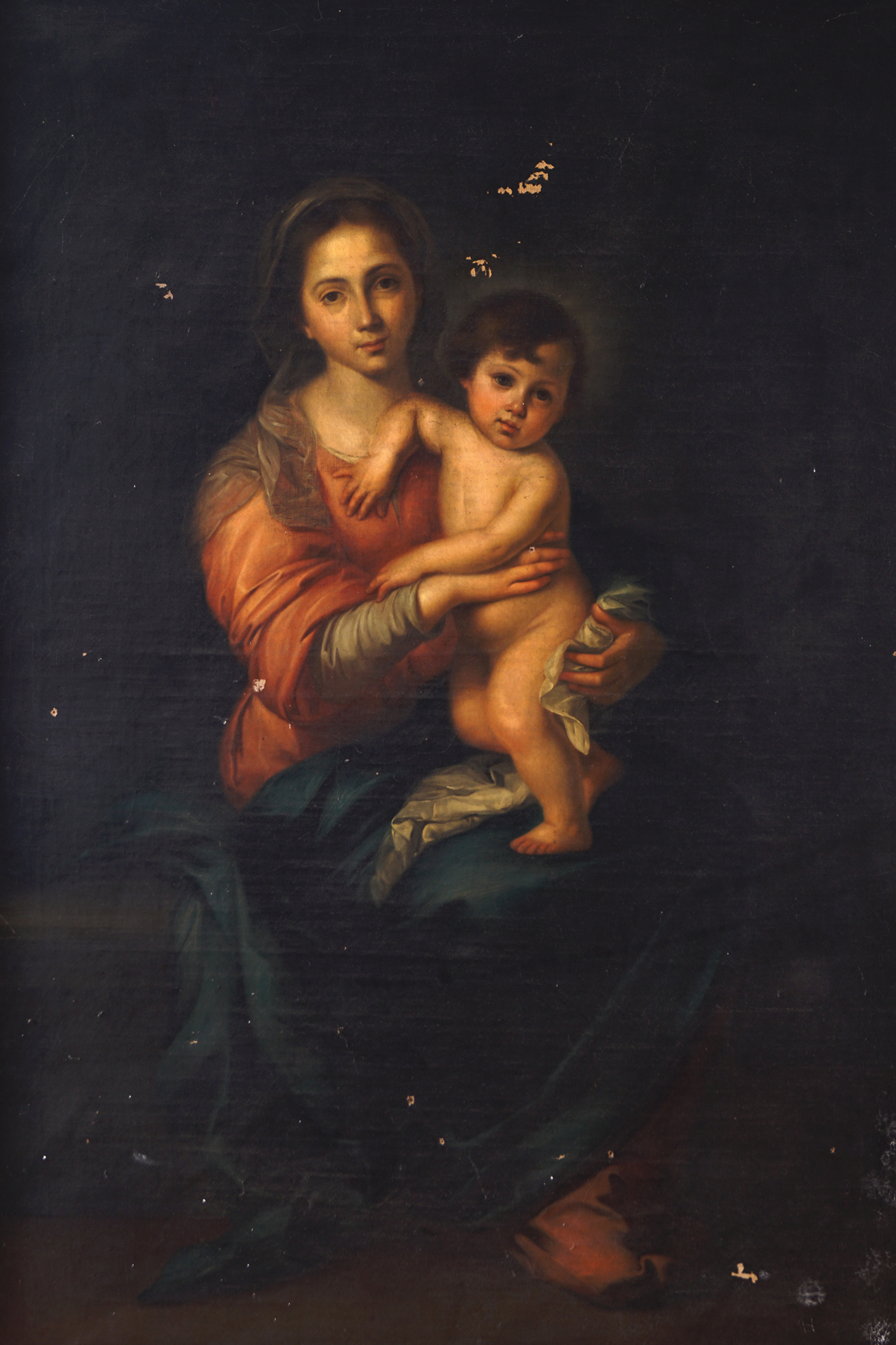 AFTER BARTOLOMÉ ESTEBAN MURILLO (SPANISH, 1617-82)Madonna and childOil on canvasEnclosed in a gilt