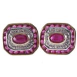 PAIR OF 9 CT. RUBY AND DIAMOND EARRINGS