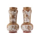 PAIR OF NINETEENTH-CENTURY JAPANESE KUTANI VASESeach with all over russet and parcel gilt decoration