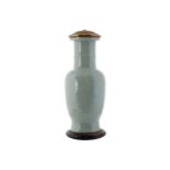 NINETEENTH-CENTURY CHINESE CELADON VASE STEMMED TABLE LAMPof baluster form36 cm. high; 13 cm.