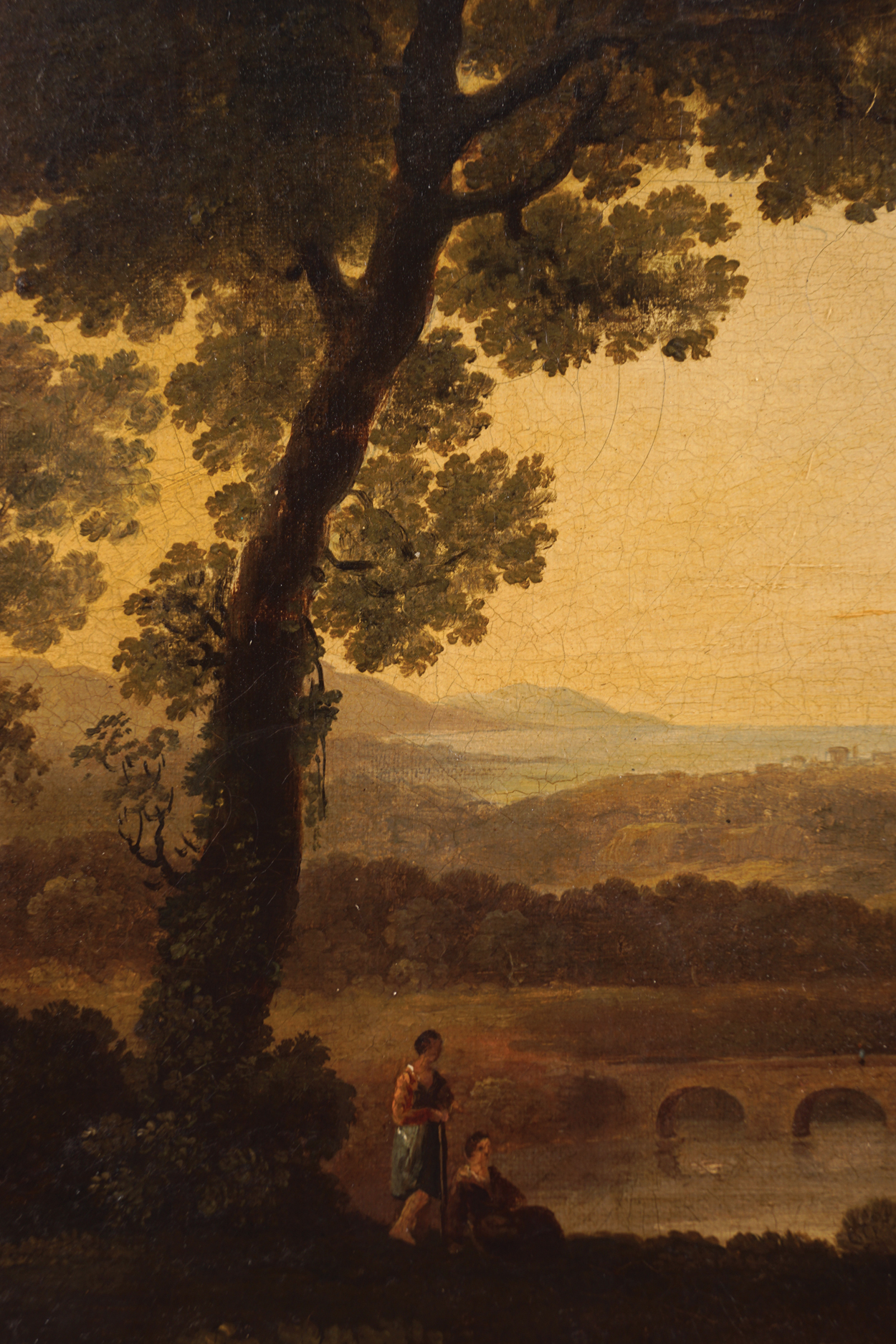 GEORGE BARRET, RA (IRISH, 1730-84)A classical Italianate landscape with figures in the foregroundOil - Image 11 of 11