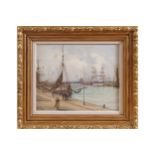 A. PLESSIS, LATE NINETEENTH-CENTURYFrench harbour with figures in the foregroundOil on
