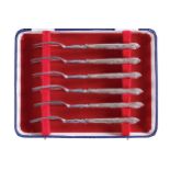SET OF SIX CASED SILVER PASTRY FORKS