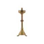 PAIR OF NINETEENTH-CENTURY BRASS GOTHIC CANDLESTICK STEMMED TABLE LAMPS53 cm. high (2)