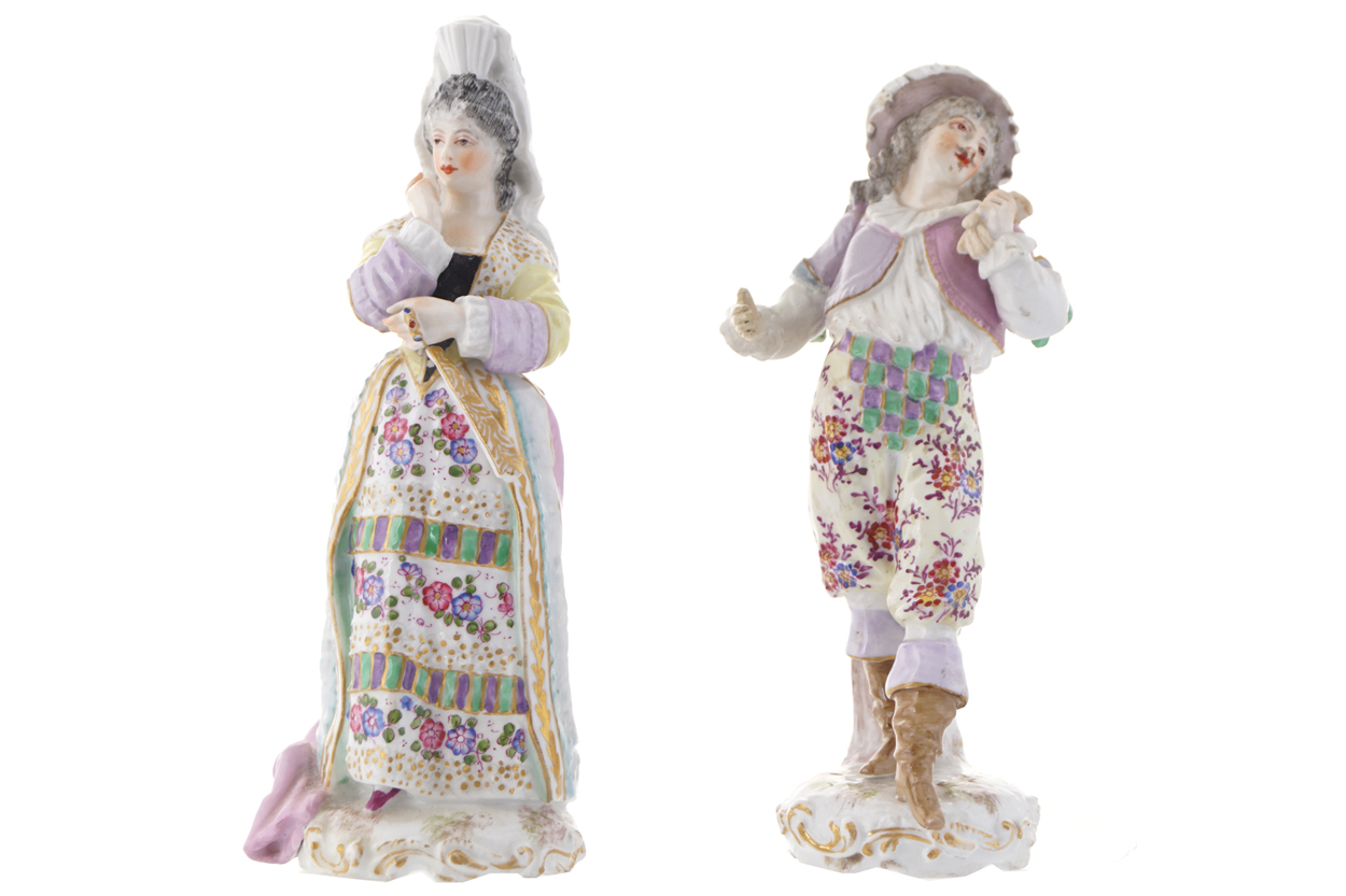 PAIR OF MEISSEN POLYCHROME FIGURES Leandre and PrincessProvenance: The Estate of the late Timothy