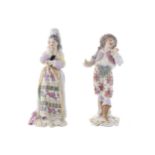 PAIR OF MEISSEN POLYCHROME FIGURES Leandre and PrincessProvenance: The Estate of the late Timothy