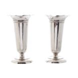 PAIR OF SILVER POSY VASESBirmingham 187114 cm. high (2)