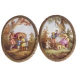PAIR OF NINETEENTH CENTURY RUSSIAN PORCELAIN PLAQUESone depicting children looking into a magic box,