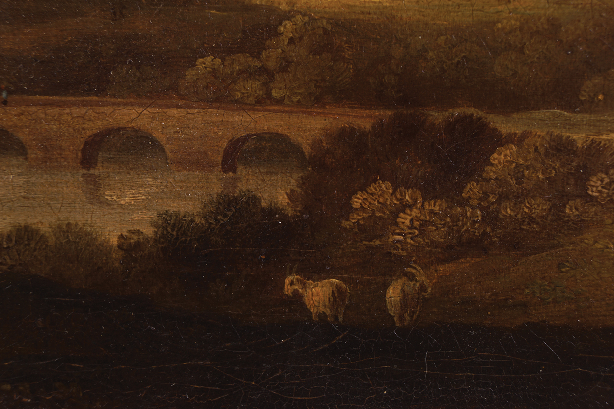 GEORGE BARRET, RA (IRISH, 1730-84)A classical Italianate landscape with figures in the foregroundOil - Image 8 of 11