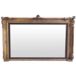 NINETEENTH-CENTURY GILT FRAMED OVER MANTLE MIRROR, CIRCA 1830the rectangular plate with a moulded