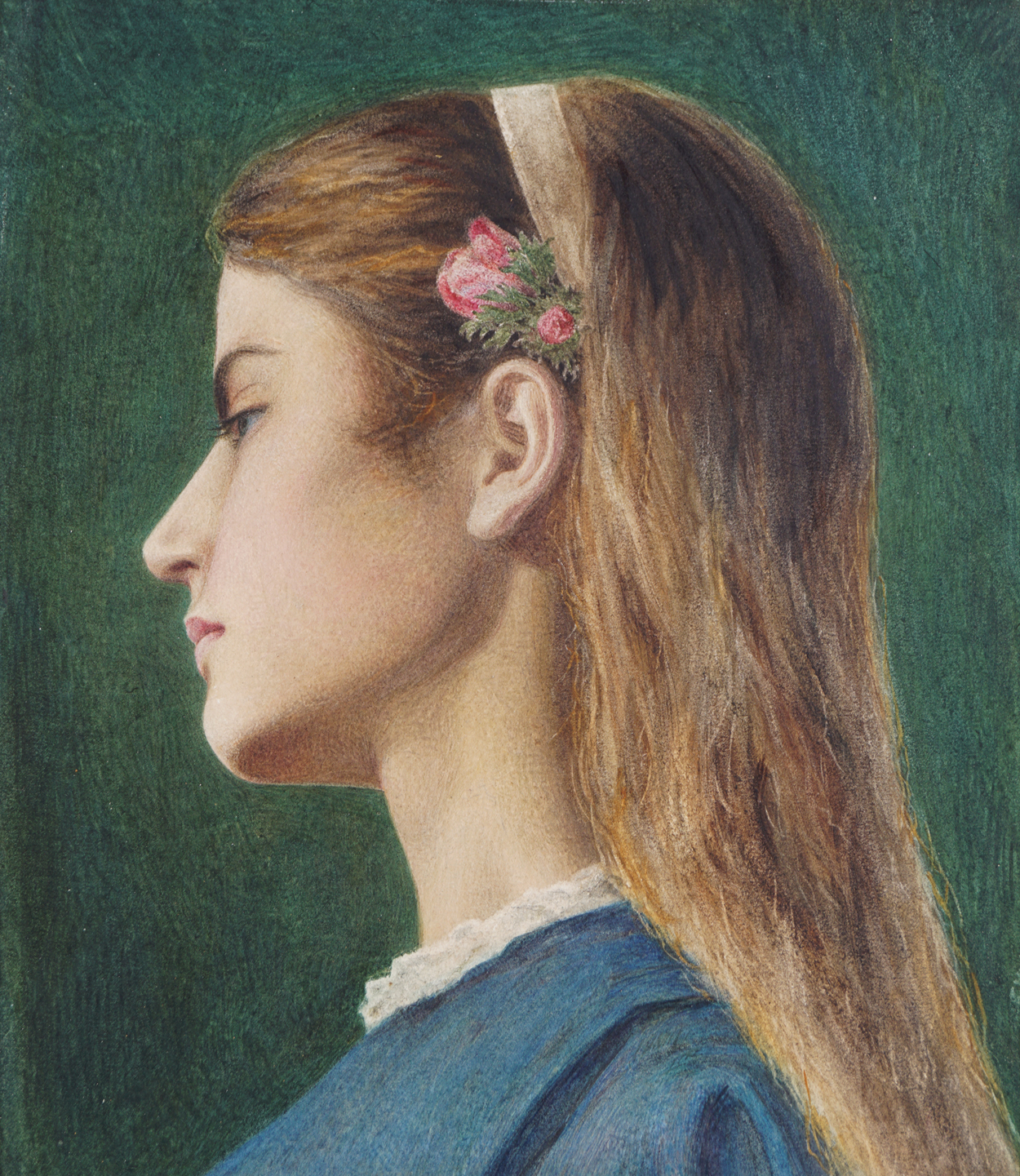 EDWARD CLIFFORD (ENGLISH, 1844-1907)Profile portrait of a young woman with a flower in her