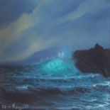 ALAN KINGWELLCrashing wavesOil on canvasSigned lower-left ‘Alan Kingwell’20 x 20 cm.