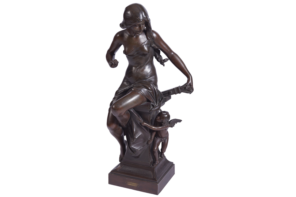 AFTER DROUOT, NINETEENTH-CENTURY SPELTER FIGUREEspieglenie68 cm. high