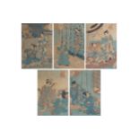 SET OF SIX JAPANESE WOODBLOCK PRINTSThe series Genji Monogatari (Tales of Prince Genji) by