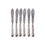 SET OF SIX SILVER FISH KNIVESSheffield, maker: Martin Hall & Co., dated 1870