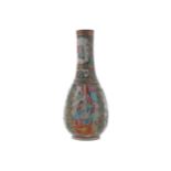 NINETEENTH-CENTURY CANTONESE FAMILLE ROSE BOTTLE SHAPED VASEdecorated with alternating panels with