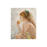 IGOR TALWINSKI (POLISH, 1907-83)Female nude eating an appleOil on canvasSigned lower-left55 x 46