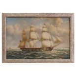 F. NASHSailing ships Signed oil on canvas40 x 60 cm.