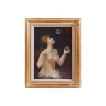 S. STANIS, LATE NINETEENTH-CENTURYNude female blowing bubblesOil on canvasSigned lower-right55 x