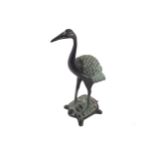 ORIENTAL BRONZE SCULPTURE of a crane standing on a turtle Provenance: The Robinson Collection 20 cm.