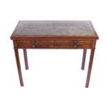 GEORGE III MAHOGANY COMBINATION WRITING AND CARD TABLE, CIRCA 1780 the rectangular tooled leather