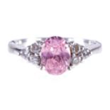 STERLING SILVER RING set with pink and white spinel stones Provenance: The Maureen O'Hara Collection