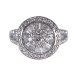 18 CT. WHITE GOLD CLUSTER RING diamond weight approximately 2 ct. Important: Live online bidding