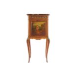 NINETEENTH-CENTURY VERNIS MARTIN PANELLED SECRETAIRE ABATTANT the rouge royal marble top, with a