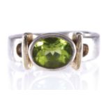 STERLING SILVER PERIDOT RING Provenance: The Maureen O'Hara Collection Important: Live online