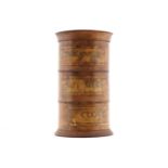 TURNED WOOD SPICE TOWER in three parts, cinnamon, nutmeg and cloves Provenance: The Robinson