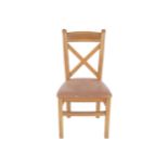 SIX OAK DINING CHAIRS Willis & Gambier each with a trellis splat back Provenance: The Robinson