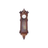NINETEENTH-CENTURY ROSEWOOD AND BRASS INLAID VIENNA WALL CLOCK the white enamelled dial, with