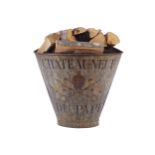 FRENCH TOLEWARE GRAPE BIN inscribed Châteauneuf-du-Pape 55 cm. high; 62 cm. wide