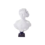 BISQUE BUST NINETEENTH-CENTURY raised on a royal blue socle 57 cm. high