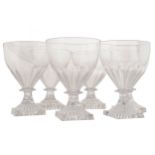 SET OF 6 EIGHTEENTH-CENTURY IRISH GLASSES each with a circular tapered ribbed bowl Provenance: The